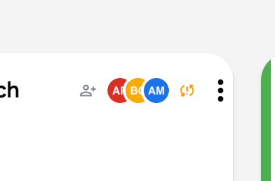 The out-of-sync icon next to the collaborator avatars in a list header
