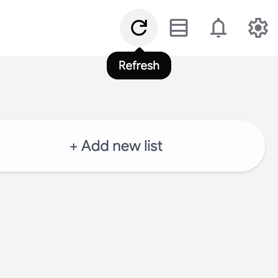 The Refresh button in the TasksBoard header