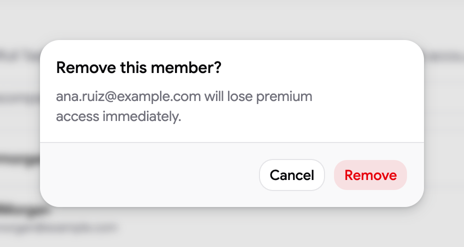The Remove this member? confirmation dialog